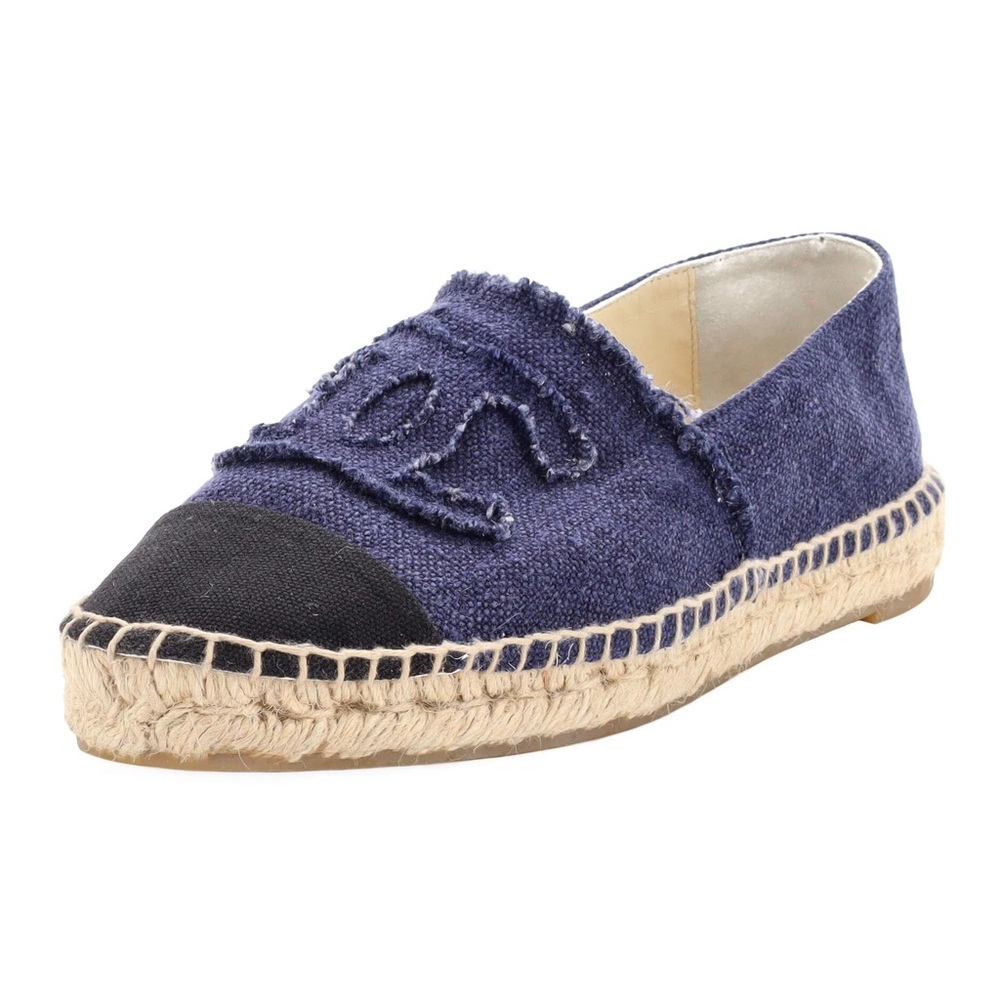 CHANEL Women's CC Cap Toe Espadrilles Canvas
